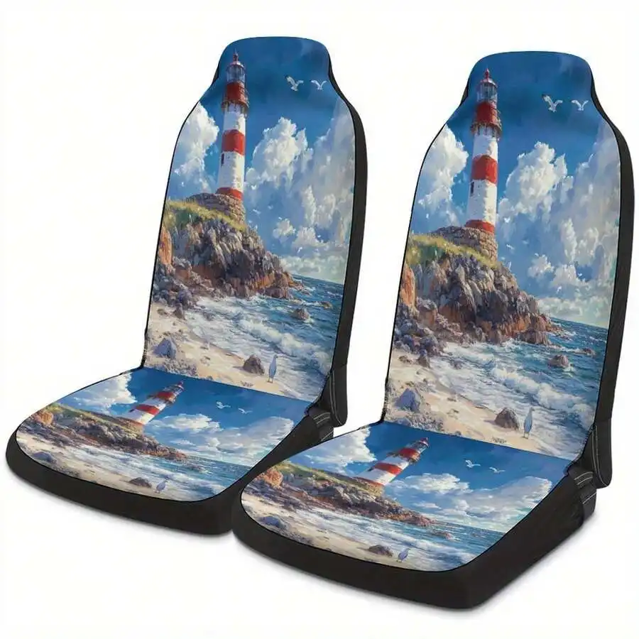 

Lighthouse Beach Cloud Car Seat Covers Set Universal For Front Seats SUV Truck