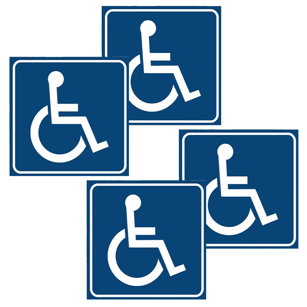 4pcs Blue Waterproof Handicap Wheelchair Vinyl Pathway Sign Stickers For Indoor And Outdoor Use In Public