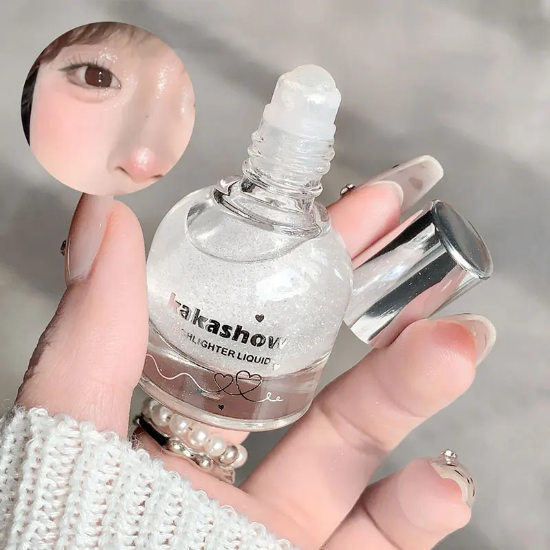 بيرليسسينت لامعة عالية الضوء الكرة السائلة تصميم الوجه الجسم الترقوة بريق السائل المرأة دائم الأبيض تألق ماكياج 1/4 قطعة