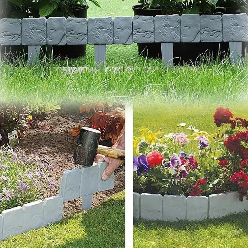 5 قطعة سياج بلاستيكي للحديقة متفوقا حاجز تقليد الحجر البلاستيك سياج لوحات Flowerbed فناء ساحة الحديقة في الهواء الطلق المشهد الحدود