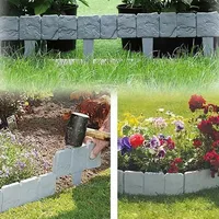 5Pcs Garden Plastic Fence Edging Barrier Imitation Stone Plastic Fence Panels Flowerbed Patio Yard Lawn Outdoor Landscape Border