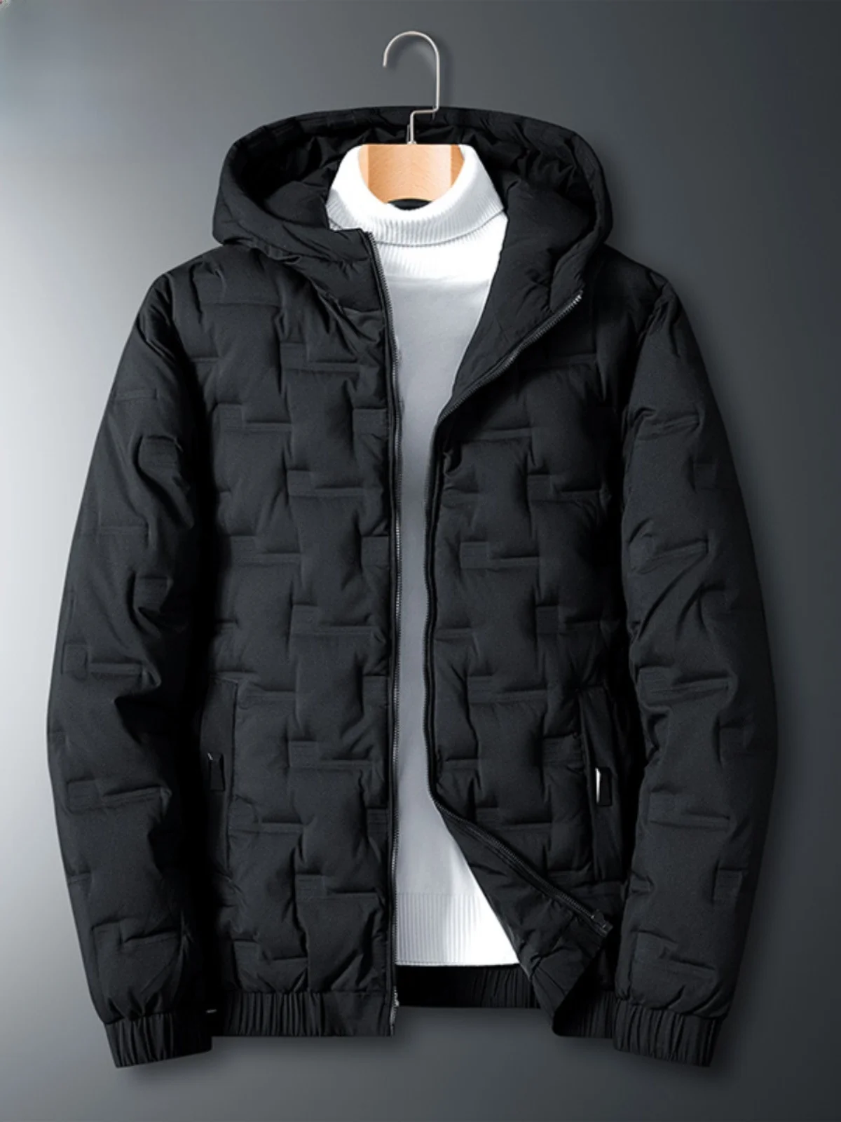 Paul Winter down Jaet Men's Faion Loose Thiened Hooded Duling Cotton Coat Casual Pure Color for Middle-aged And Youth