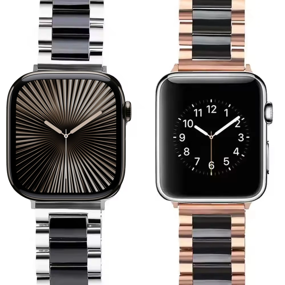 

Metal Ceramic Strap For Apple Watch 10 46mm 42mm 9 8 7 45mm41mm Stainless Steel Bracelet iWatch Ultra 49mm 6 5 4 SE 44/40mm Band
