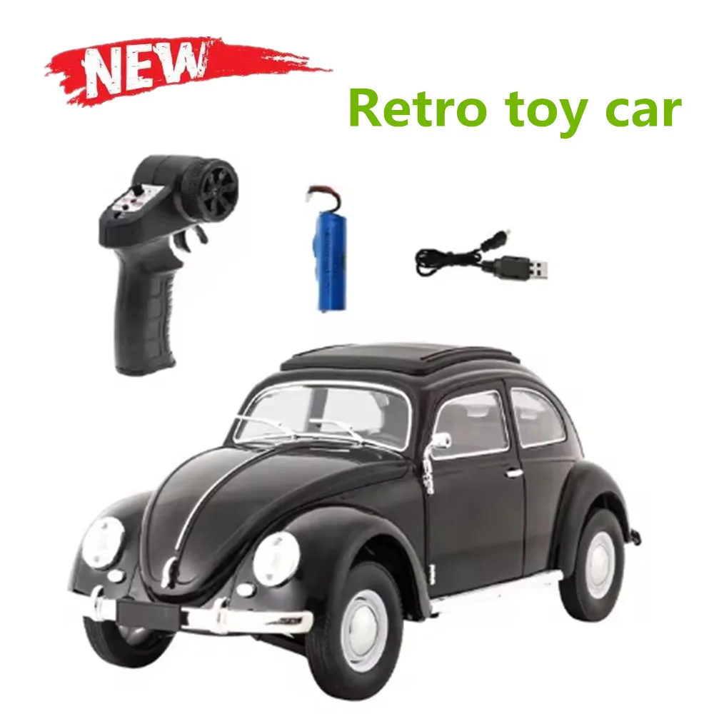 Retro Toy Car Mini Beetle Vehicle 2.4g Radio Control Remote Control Mini Car With LED Light Climbing Car Model  Childrens Toy