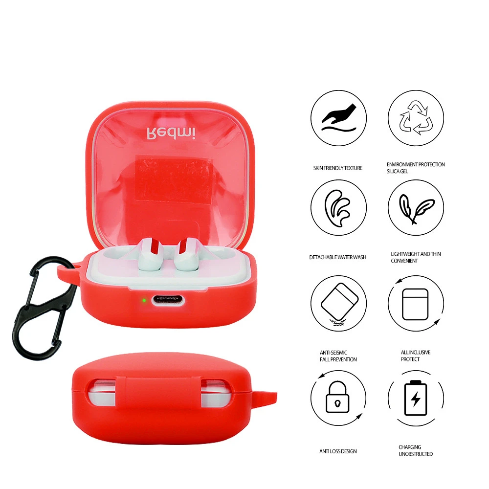 Shockproof Silica Cover for Xiaomi Redmi Buds 6 active Waterproof Case Washable Shell Non-slip Sleeve Frame