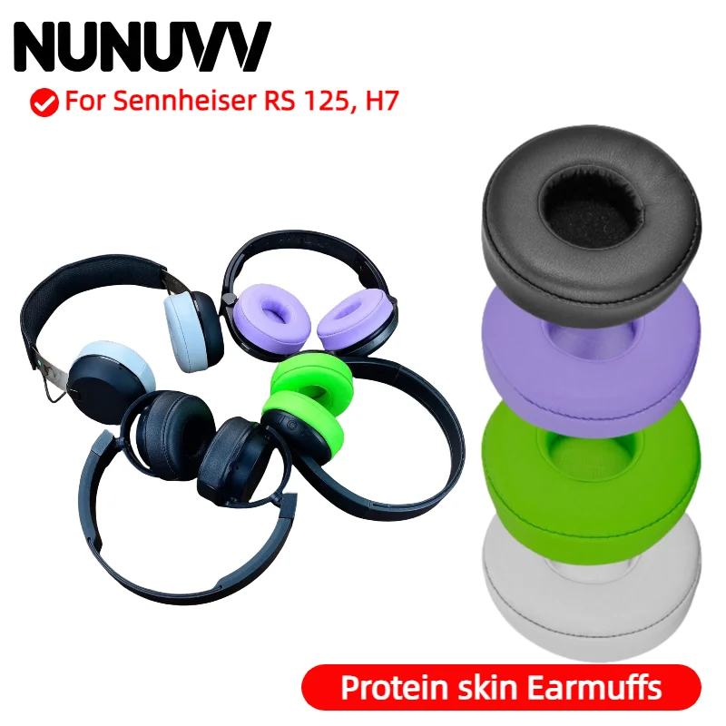 

NUNUVV New Arrivals Replacement Softer Protein Leather Ear Cushions For Sennheiser RS 125, H7 Headset Earmuff Perfect fit