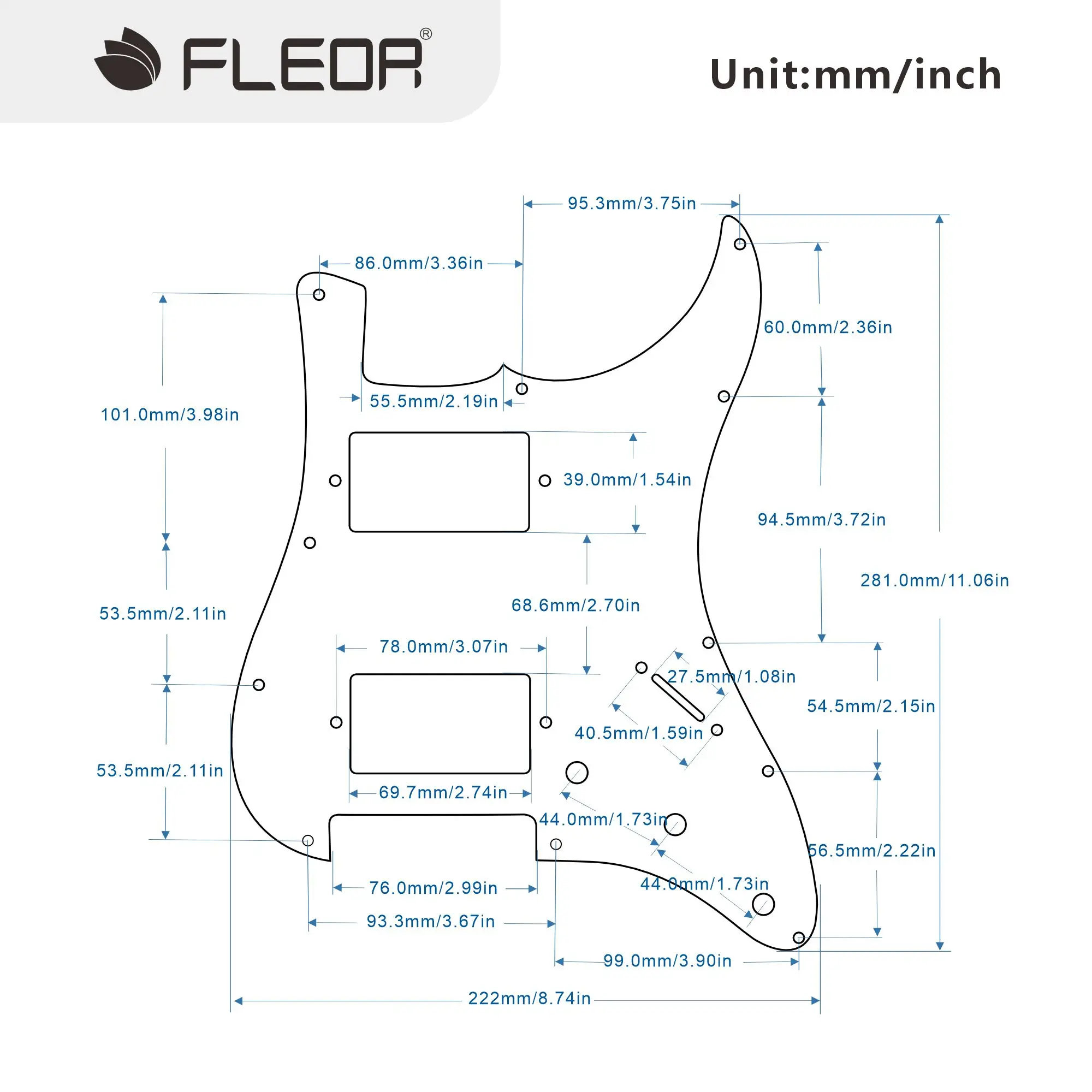 FLEOR HH Guitar Pickguard Humbucker Pick Guard 11-Hole ST Electric Guitar Scratch Plate