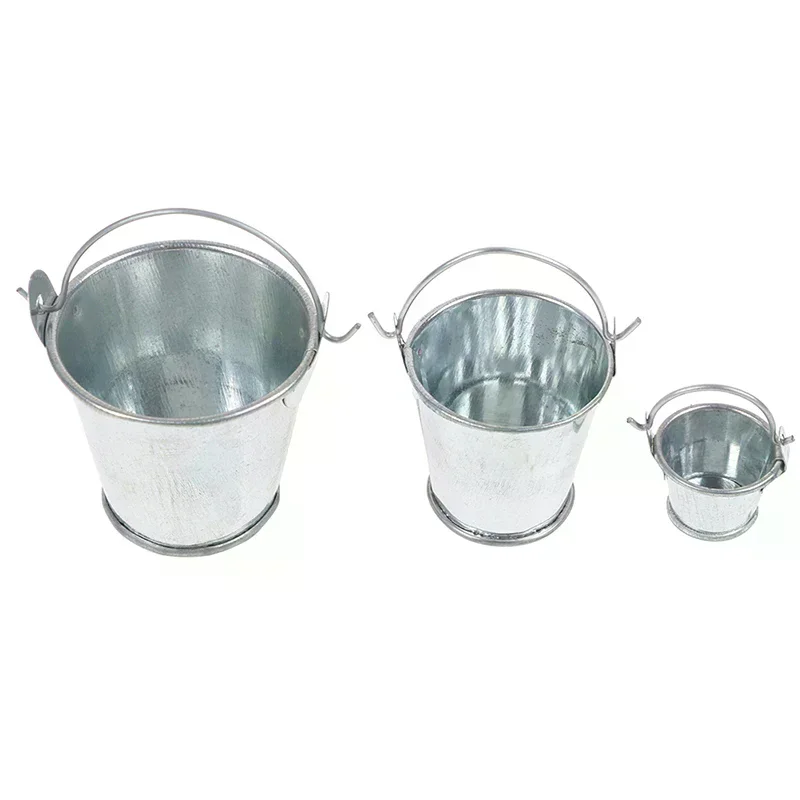 1Pcs 1:12 Dollhouse Miniature Metal Bucket Model Mini Kitchen Funiture Accessories For Doll House Decor Kids Play Toys Gifts