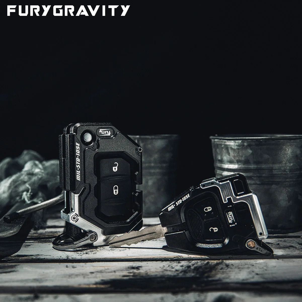 FURYGRAVITY Guscio chiave tattico in alluminio lavorato CNC per Jeep Wrangler JK/JL/JT Rubicon/Sahara/Gladiator