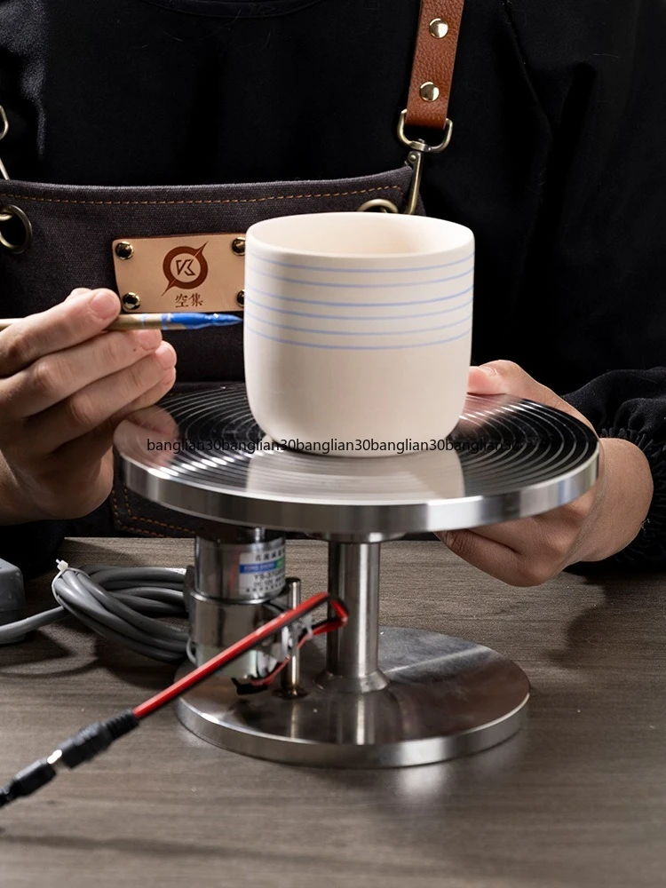 Ceramic Stainless Steel Electric Turntable Hoop Painting Gold Tracing Rotary Table Automatic Hole Countertop