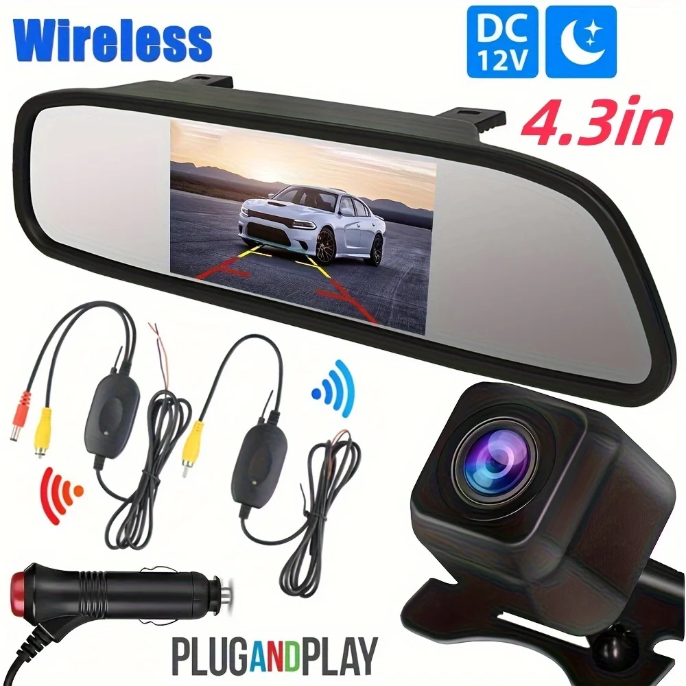 

Автомобильный 4,3-дюймовый TFT-экран, зеркальный монитор для камеры заднего вида с проводным и беспроводным передатчиком