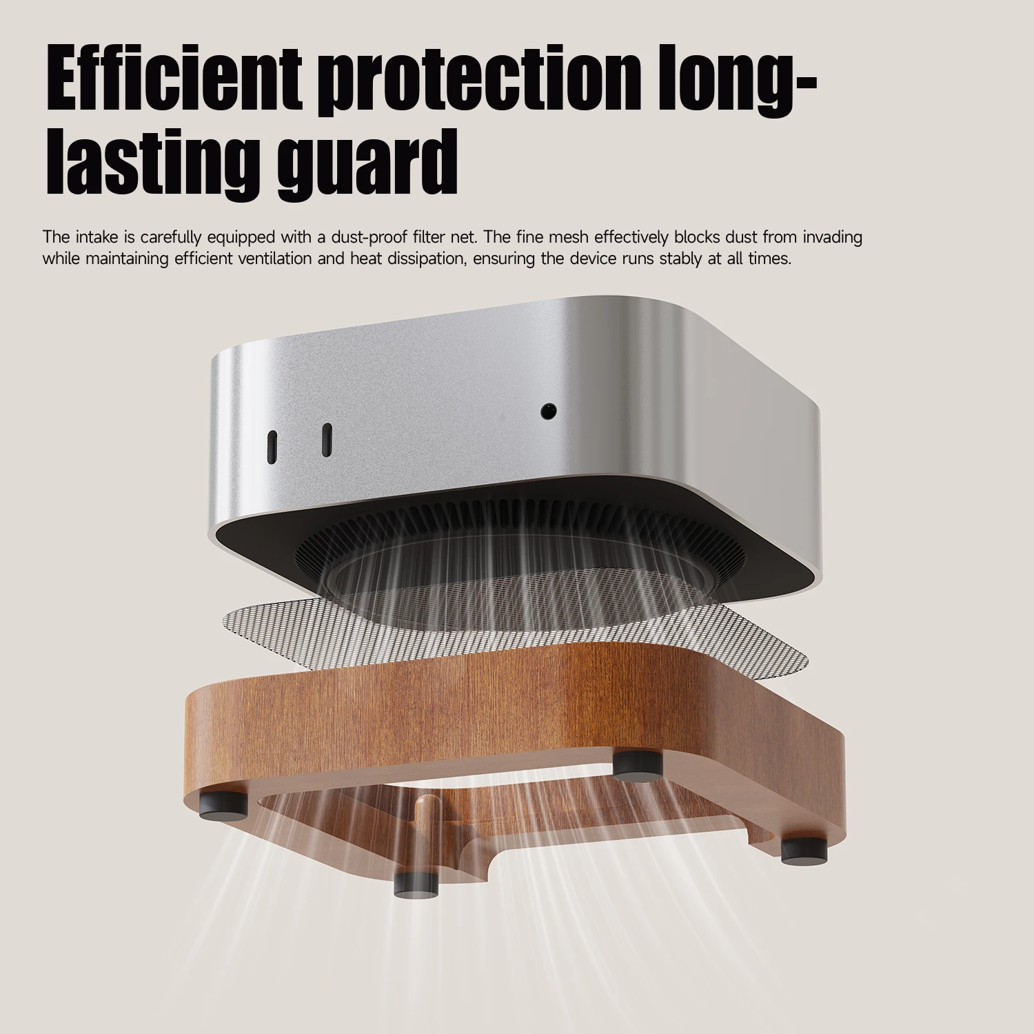 حامل قاعدة خشبي لـ 2024 Mac mini M4/M4 Pro قوس جبل مكافحة الغبار التبريد المضادة للانزلاق الملحقات الأساسية منظم سطح المكتب