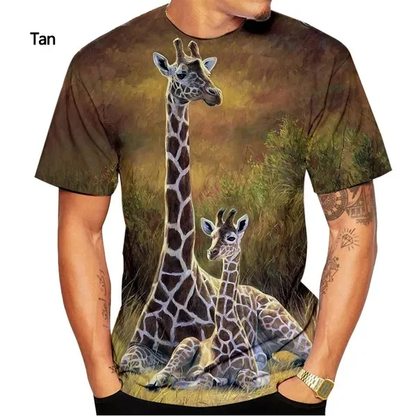 New Fashion Cute Giraffes 3D Printing T Shirt Men\'s And Women\'s Summer Casual Short-sleeved Oversize Street T-shirt Kid Tops