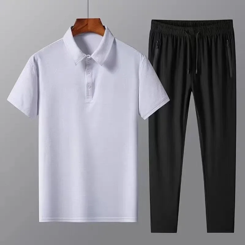 Men's New Ethnic Style Relief Hot Gold Flower Short-sleeved Shirt and Shorts Two-piece Set  Handsome Loose Black Gold Shirt Set