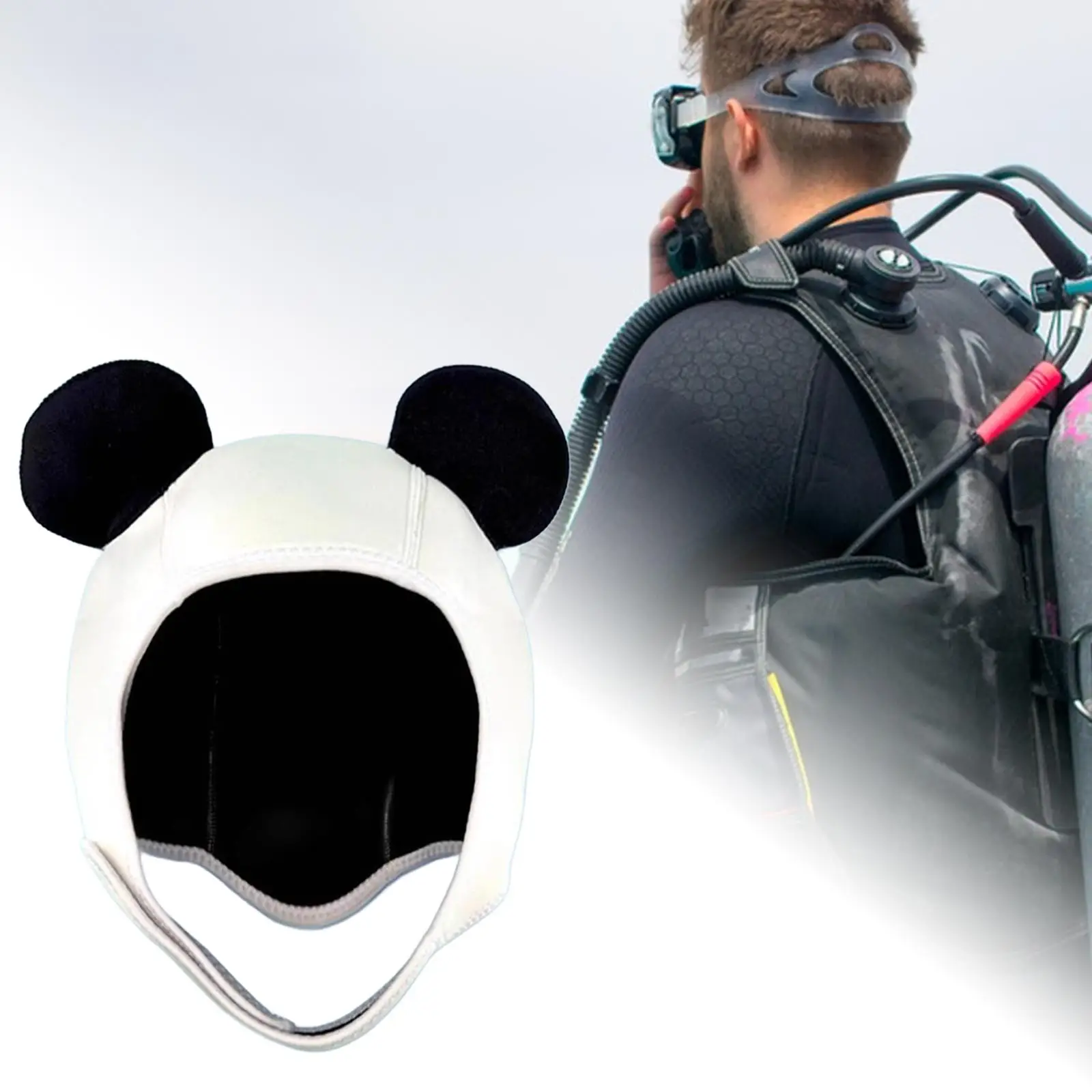 Diving hood, swimming cap made of neoprene, cute panda, elastic to keep warm,