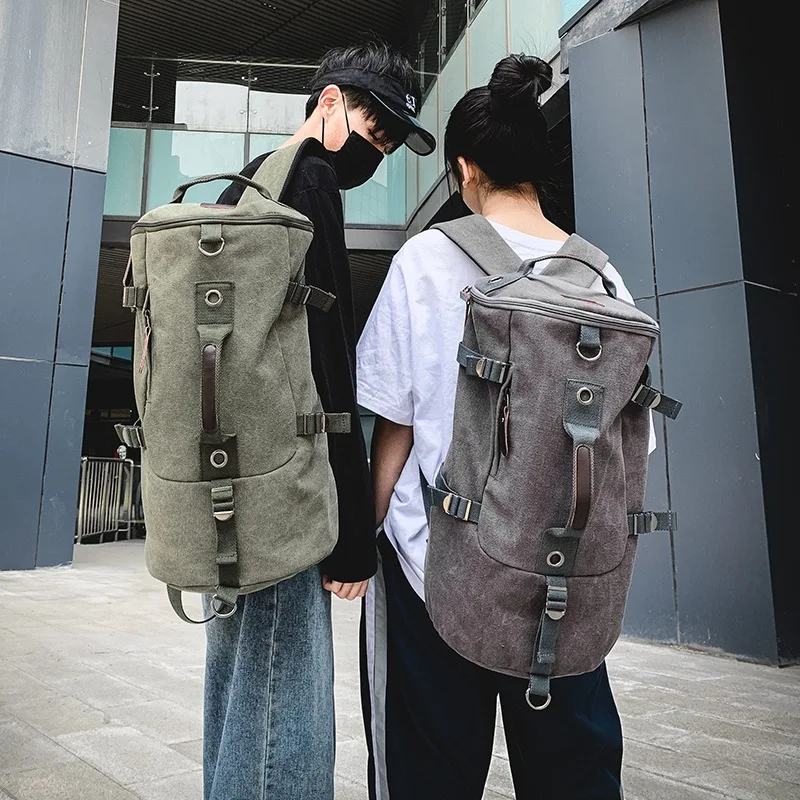 Fashion Canvas Backpack High Capacity Travel Backpack Men's Outdoor Sports Backpack Fashion Canvas Student Schoolbag