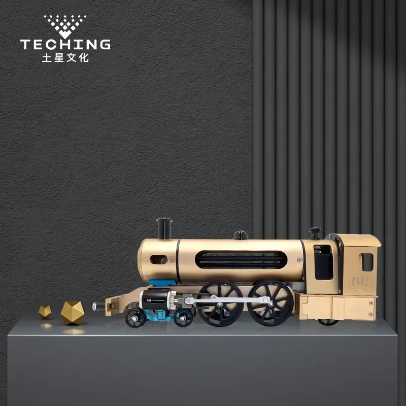 Electric start two-wheel steam train 3D three-dimensional metal assembly model teaching aids building blocks toy gift