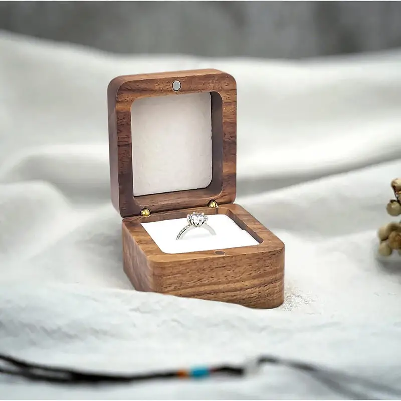 

Wood Jewelry Box Wedding Ring Box Earring Rings Organizer Box Gift Package Case Portable Jewelry Organizer