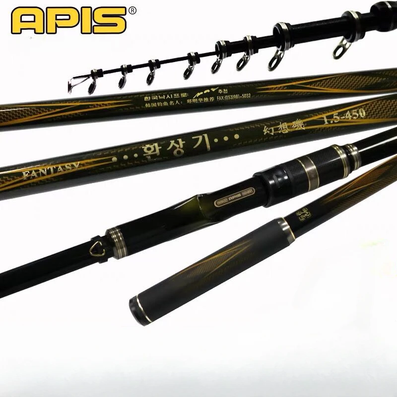 APIS Fantasy-canna da pesca Rock, canna da pesca in mare, anello guida obliquo, carbonio, Ultra duro, ultraleggero, telescopico, 4.5m, 5.3m