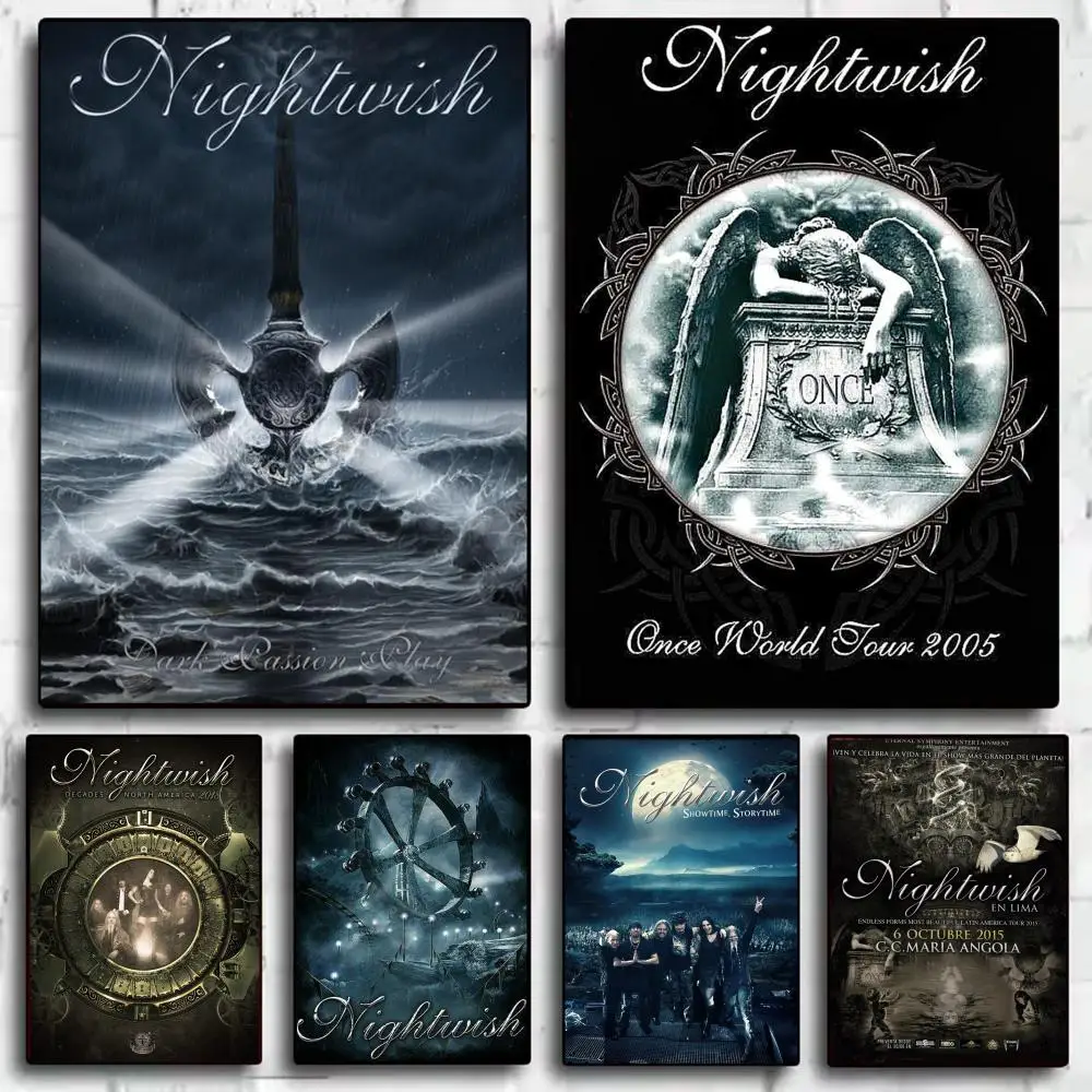 Pôster de banda de rock N-NIGHTWISH, arte de parede, impressão HD, presente para fãs de metal e hardcore rock, arte decorativa de parede para quartos e dormitórios