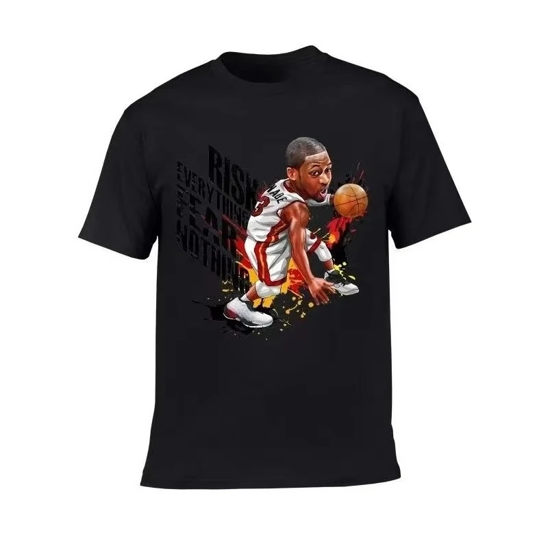 2025-estrela-de-basquete-dwyane-wade-cartoon-camiseta-de-algodao-com-gola-redonda-casual-manga-curta