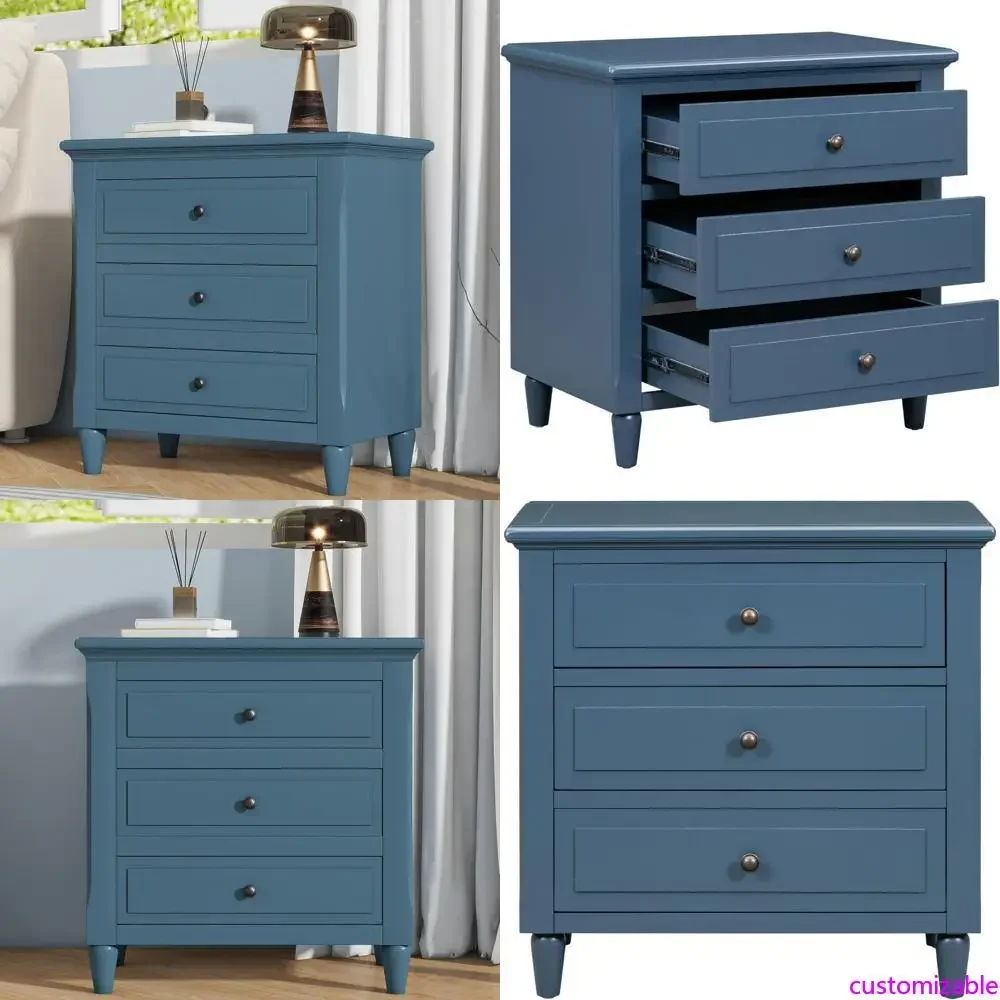 

Современная прикроватная тумбочка с 3 ящиками для спальни, деревянный современный приставной столик