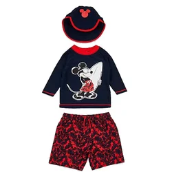 Baby Boys Swimwear Cartoon Mickey Mouse Print 3 Pcs Set Float Bathing Children Surfing Pajama Suit Kid Long Sleeve Beach Wear