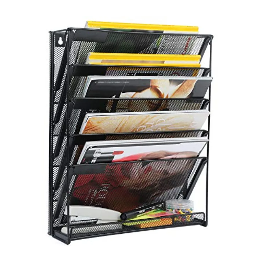 

Wall File Holder 6-Tier Hanging Wall File Organizer Wall Mount Paper File Folder Mail Organizer for Office/School 1 Pack