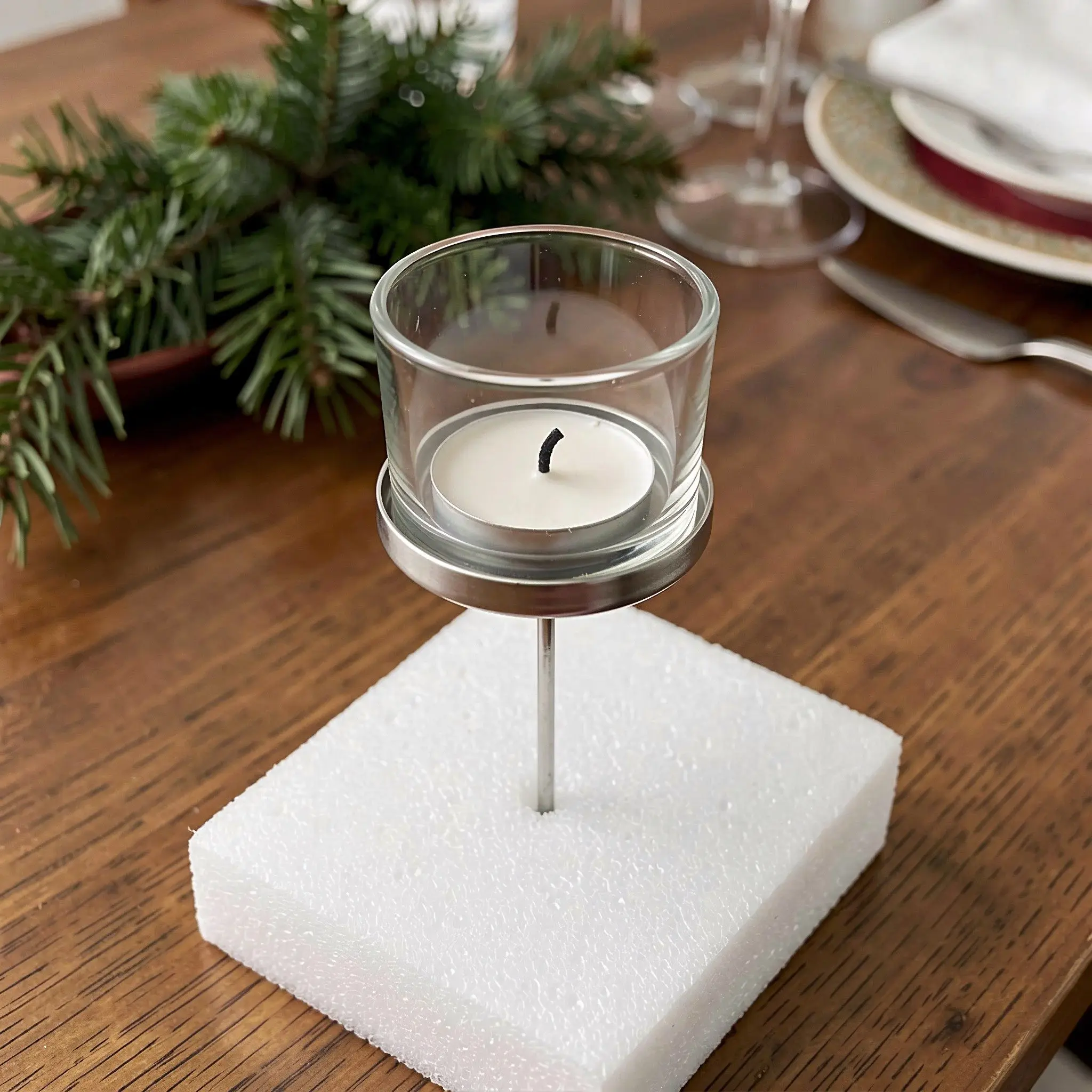 4Pcs Glass Holder Christmas Stand Spike Taper Candlestick Holder Vintage Metal Pillar Dining Centerpiece