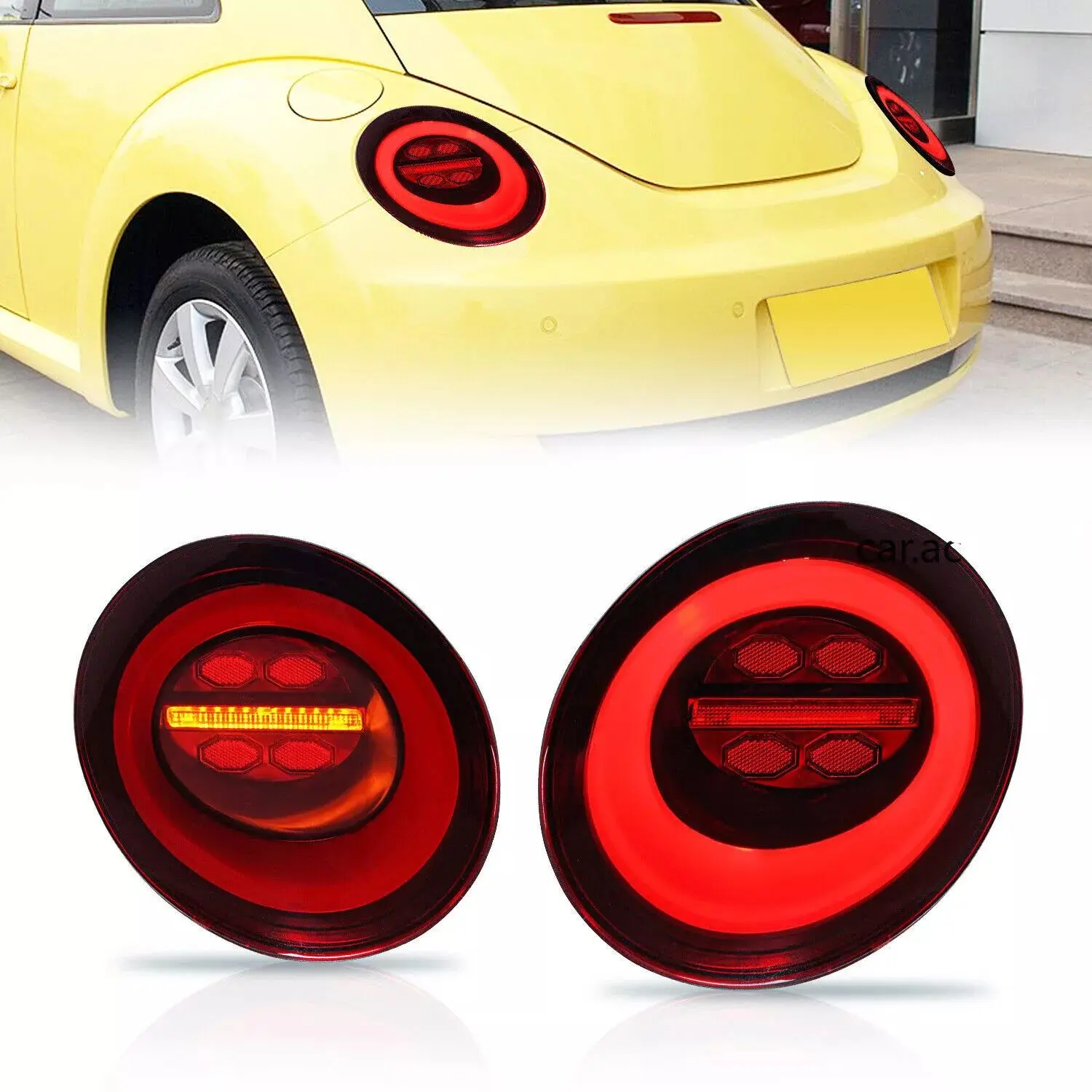 LED Tail Lights For Volkswagen VW Beetle 2006-2012 Sequential Turn Signal Rear Lamps Animation