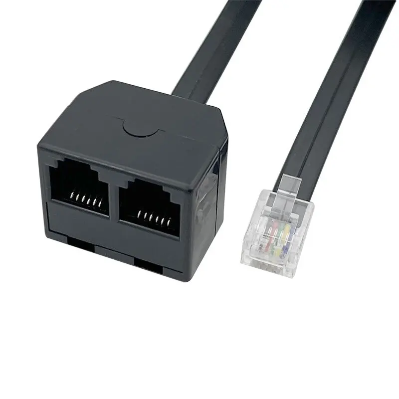 

1PCS RJ12 six-core 1 male 2 female connection cable, 25cm male-female conversion cable, telephone line extension cable