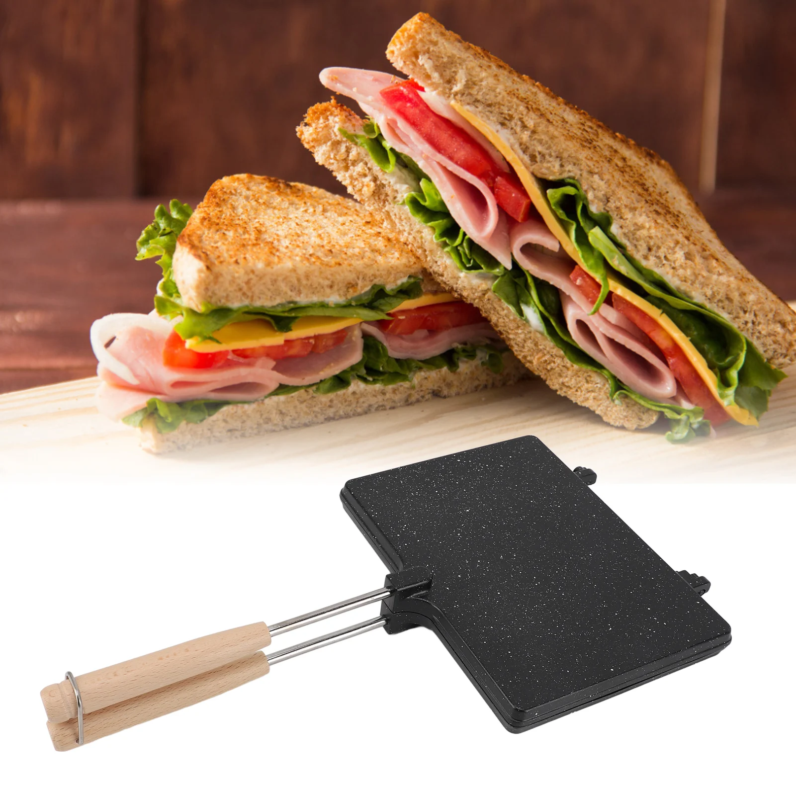 Hand Sandwich Maker Multifunctional Double Sided Prevent Stick Hand Toaster Sandwich Maker for Home Breakfast