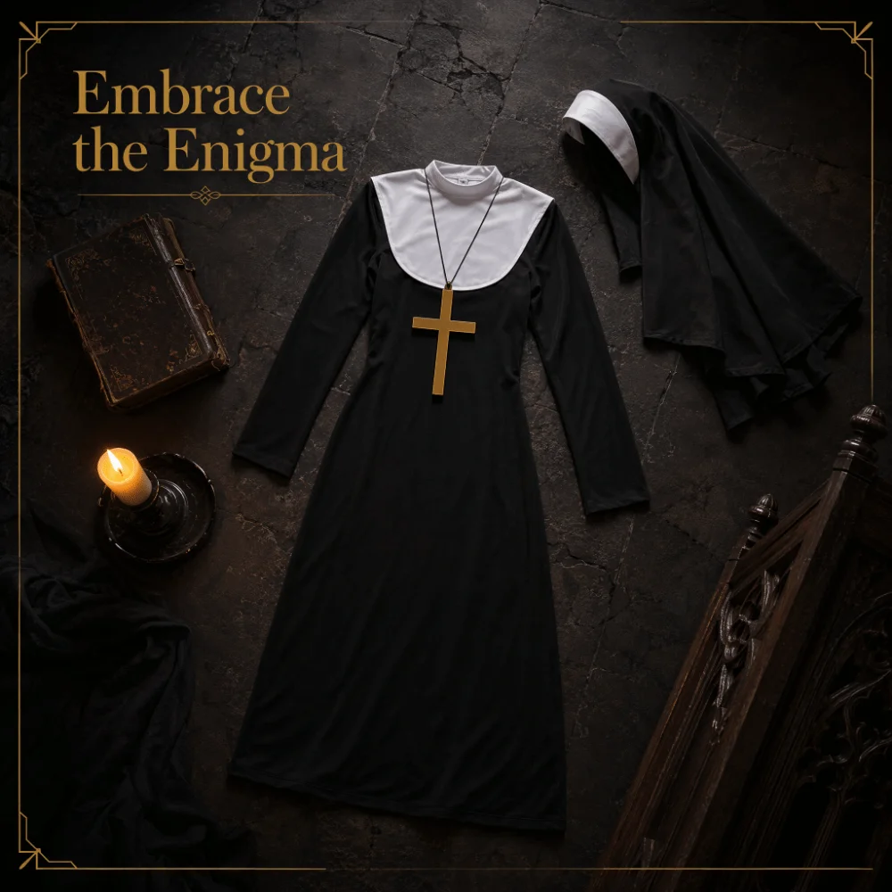 Full Length Virgin Mary Costume Vintage Style Retro Design Nun Costume Fancy Dress Long Dress Long Robe Costume Women