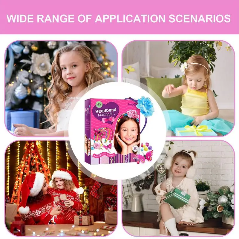 Kit DE FABRICACIÓN de diadema para niñas, Kit de manualidades, hacer sus diademas de moda para niñas, conjunto de accesorios para el cabello, conjunto de artes y manualidades