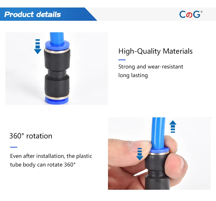 CG 60 Teile/schachtel Set Luft Gerade Pneumatische Armaturen PU Schlauch Rohre Push-in Schnellverschluss PU-4-6-8mm Kunststoff Schlauch Kupplungen – Detail 6