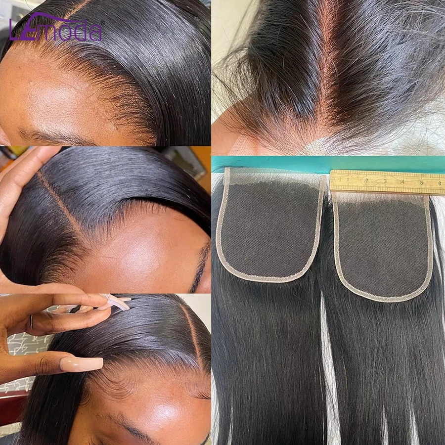 Em linha reta 5x5 6x6 hd fechamento do laço cabelo humano 13x6 13x4 hd fechamento frontal do laço transparente somente hd transparente lemoda cabelo remy