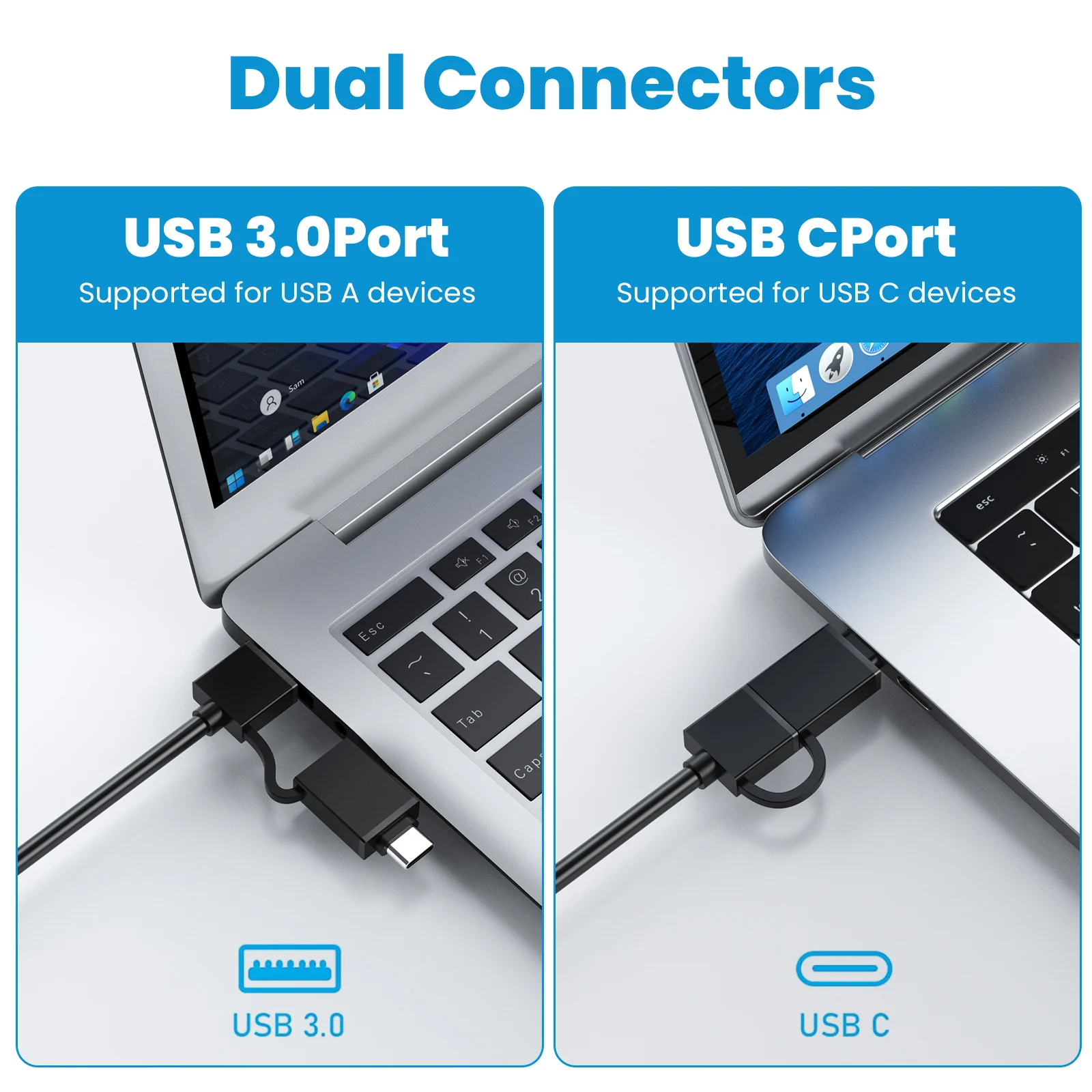 USB 3.0 نوع C USB بطاقة الكاتب 4 في 1 محول بطاقة فلاش 20 سنتيمتر كابل SD TF CF MS لأجهزة الكمبيوتر المحمول #4
