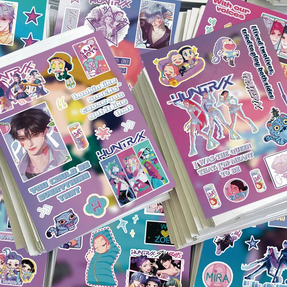 8 naklejek z grupą dziewczyn K-pop, poszukiwaczek potworów, do planerów, folia do wycinania, kolaż, prosty zestaw, ręcznie robione naklejki dekoracyjne