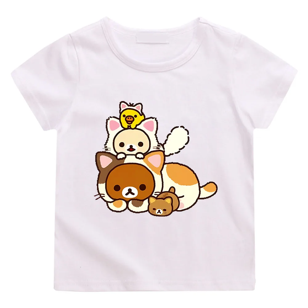 Cute Cartoon Kwai Printed Children T-shirt Fun Rilakkuma Printing Boys Tee-shirt Soft Comfortable Girls High Quality Tshirt Kids