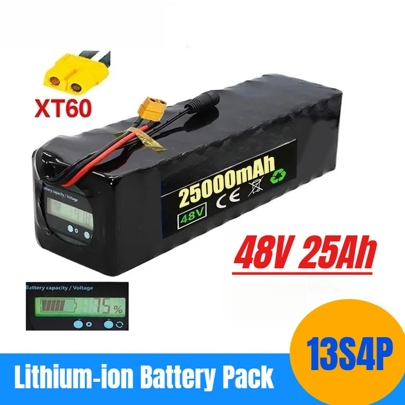

13S4P 48V 25Ah with Power Display 1000w Lithium-ion Battery Pack for Electric Bicycle Batteries
