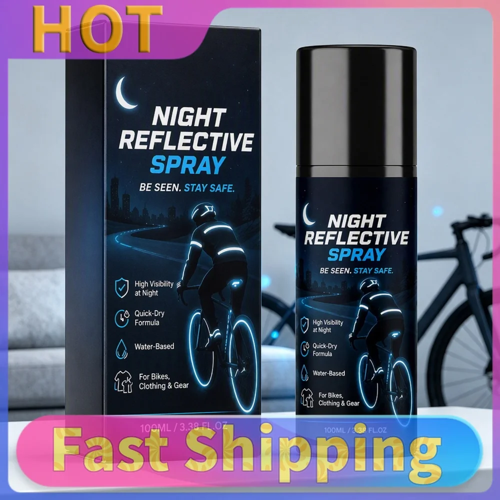 Night Visibility Reflective Spray Paint 100ml Clear Cycling Running Walking Road Safety Weatherproof Coating