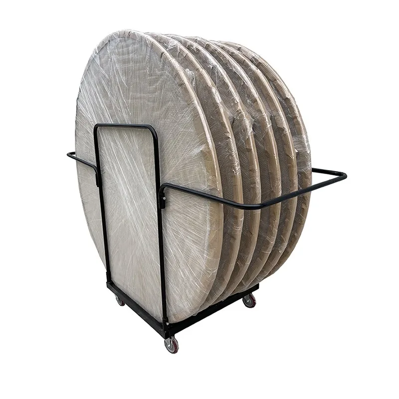 Commercial Round Table Transport Cart Heavy Load Mobile Storage Rack with Rotatable Wheels for Banquet Hall Event Use