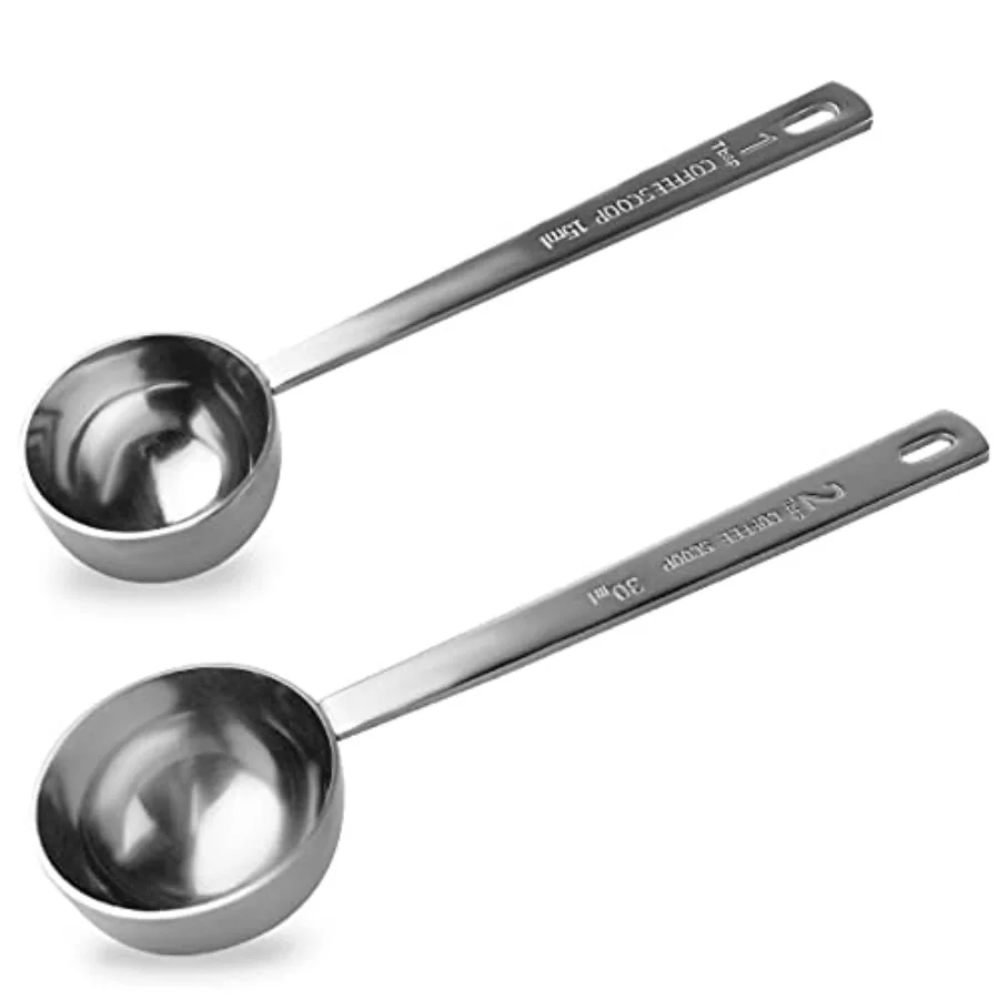 2 Pcs Coffee Scoop 18/8 Stainless Steel Measuring Coffee Spoon Set 1 Tablespoon 15ML and 2 Tablespoon (30ML) Long Handle Spoons