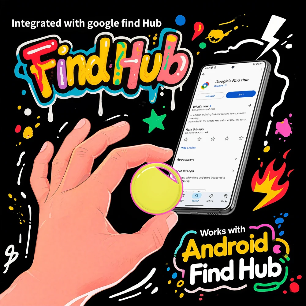 Localizzatore GPS di sicurezza RSH Dispositivi Android Smart Tag Funziona con l'APP Hub di Google Anti smarrimento per Localizzatore Xiaomi Samsung