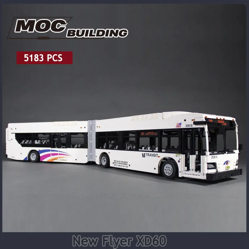 New Flyer MOC XD60 Articulated Bus Building Blocks Creative Motor Technology Bricks DIY Assembly City Vehicle Model Toys Gifts