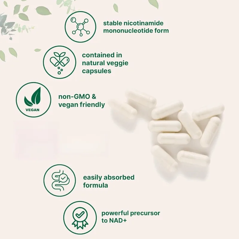 Nad 200mg Per Serving || Niacinamide Mononucleotide -60 Vegetarian Capsules