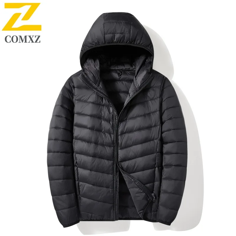 COMXZ Comfortable Versatile Down Jacket Fashion Minimalist Unisex Same Hooded Cold Winter Thermal Portable White Duck Down Parka