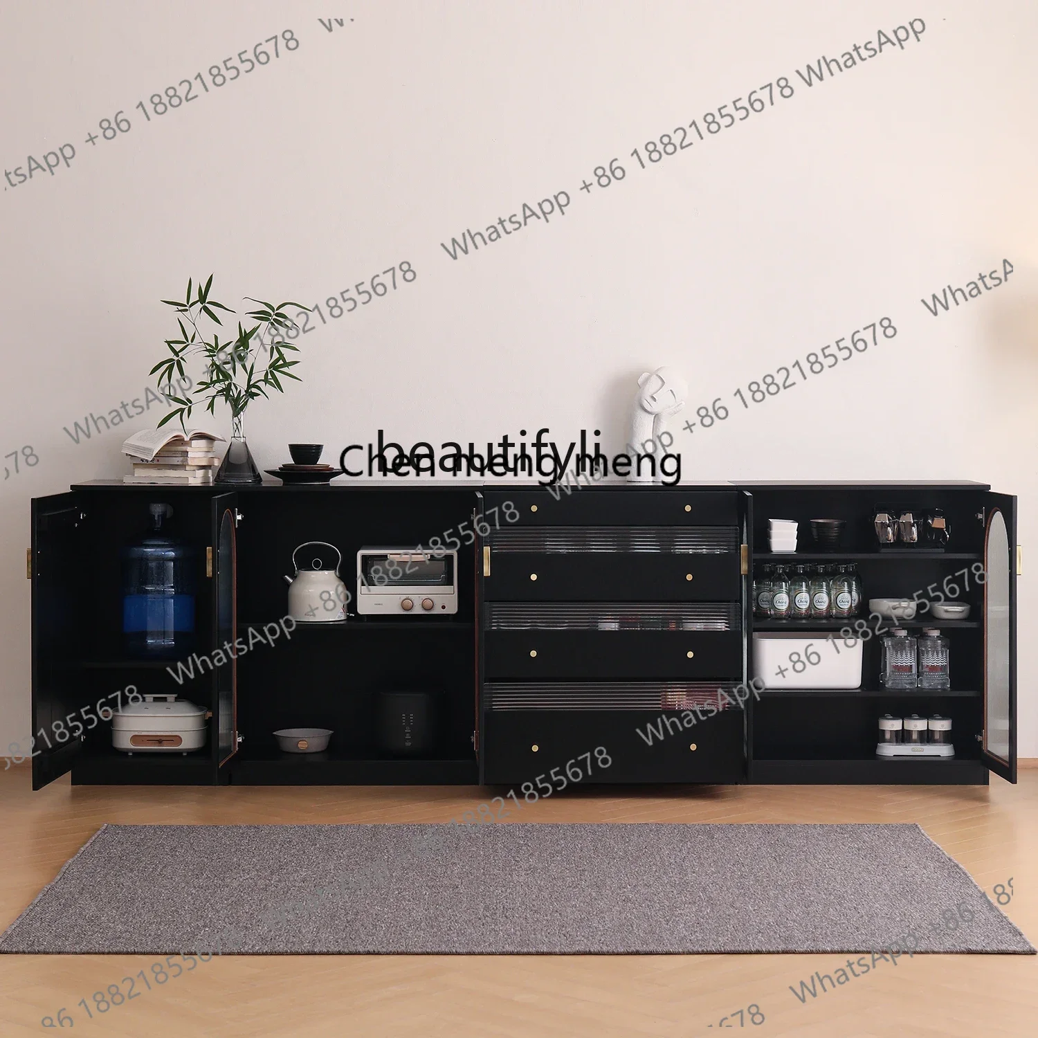 Nuevo Gabinete de té de castillo, gabinete lateral de comedor de madera maciza, almacenamiento de pared moderno Simple, gabinete de vino multifuncional para el hogar