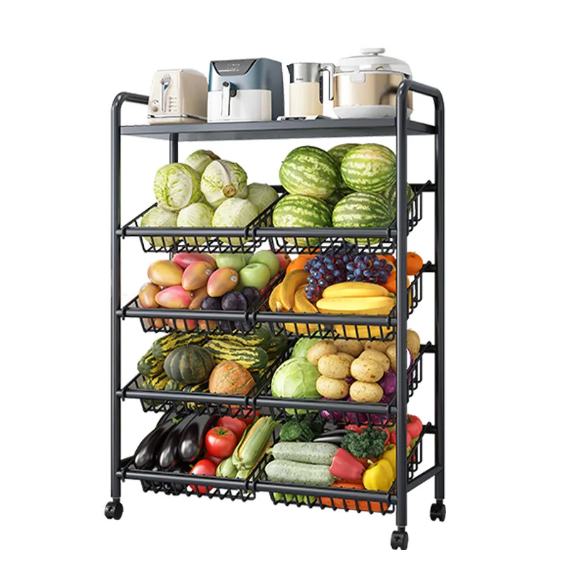 

Kitchen rack Floor-to-ceiling multi-layer fruit and vegetable rack Vegetable basket storage basket storage