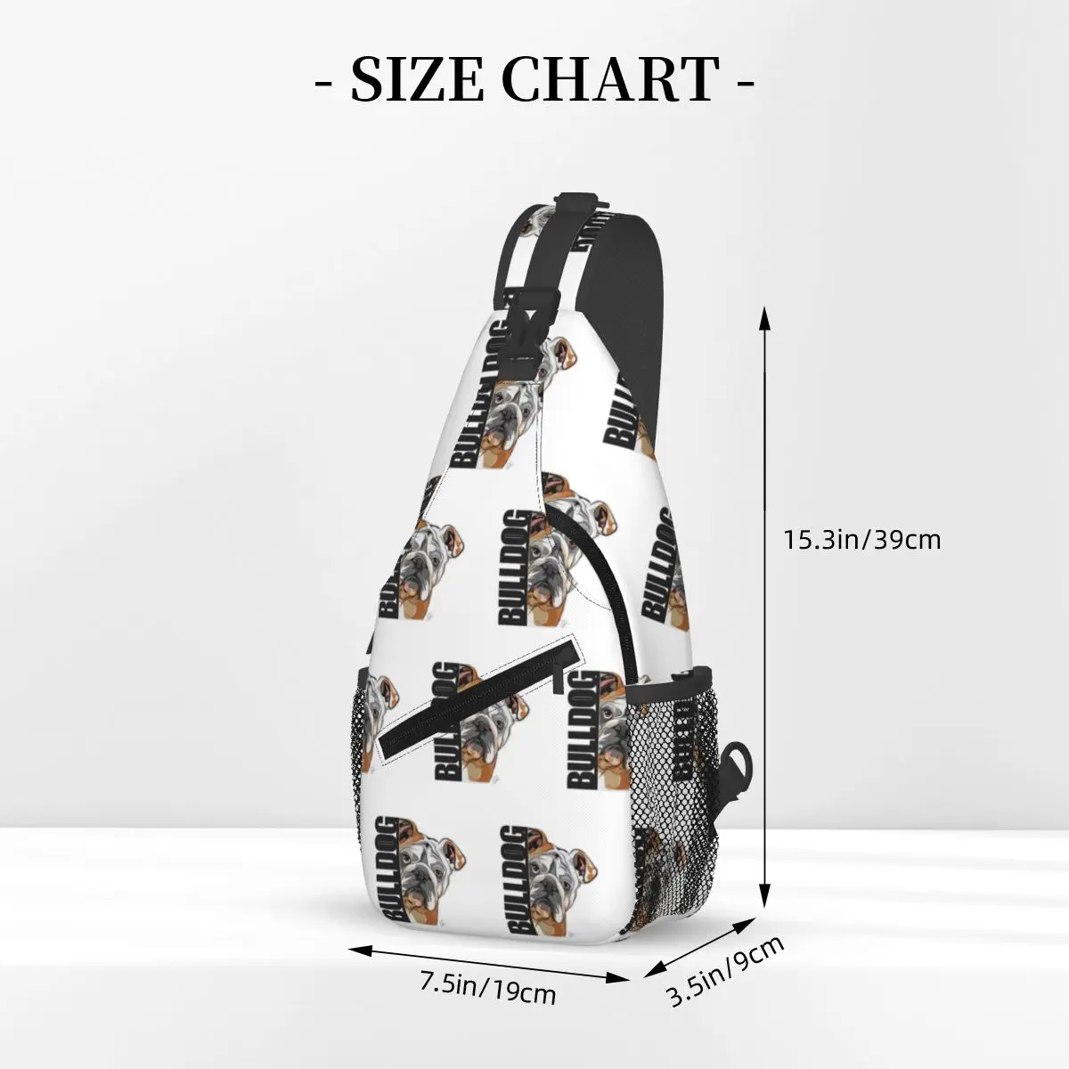 Sac de poitrine drôle bouledogue anglais chien chiens, sac à dos à bandoulière pour hommes, sac de poitrine voyage randonnée sac à dos à bandoulière